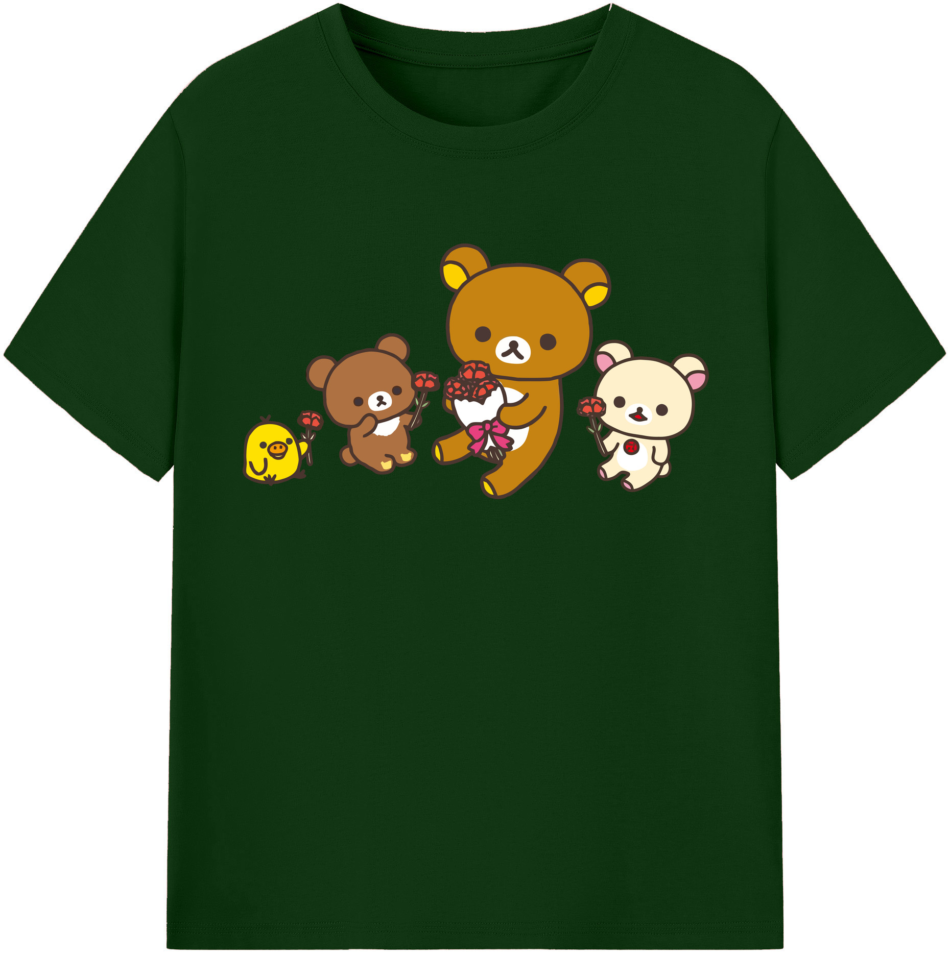 （画像用） リラックマ リラックマ キイロイトリ Rilakkuma Korilakkuma Kiiroitori 綿100％半袖Tシャツ（フロントプリント）